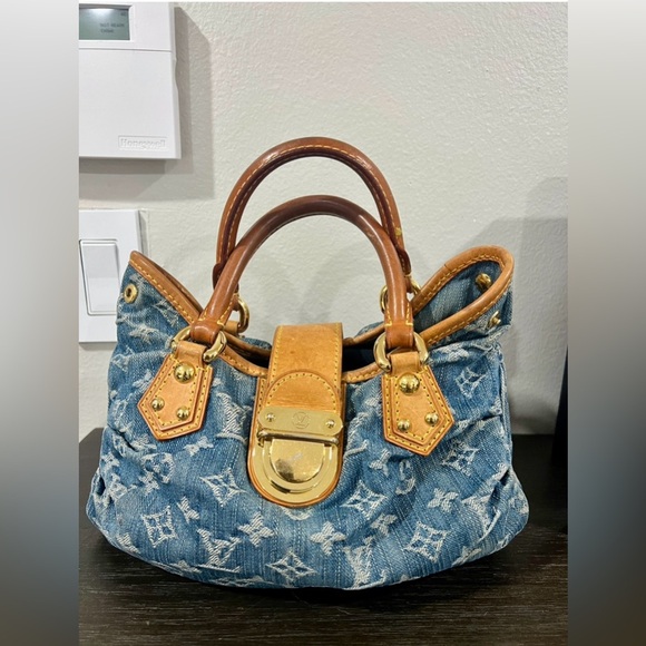 SS 2006 Louis Vuitton Denim Pleaty Bag w Gold Pushlock Closure - Picture 1 of 12
